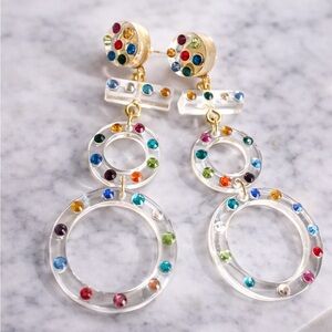 Colorful Crystal Circle Drop Earrings